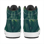 Green Leaves Print High Top Leather Sneakers