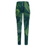 Green Leaves Print High-Waisted Pocket Leggings