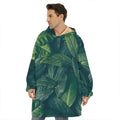Green Leaves Print Hoodie Blanket
