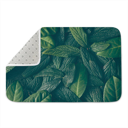 Green Leaves Print Indoor Door Mat