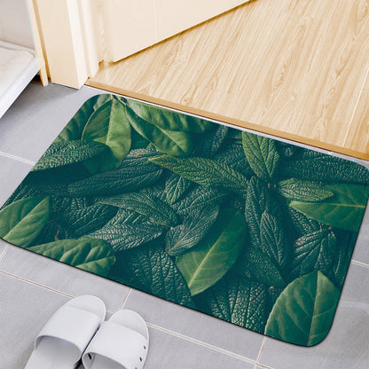 Green Leaves Print Indoor Door Mat