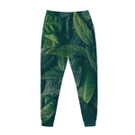 Green Leaves Print Jogger Pants