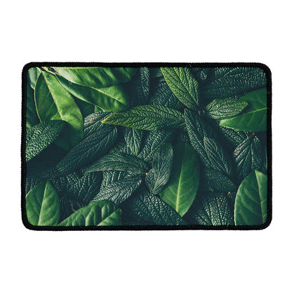 Green Leaves Print Kitchen Mat