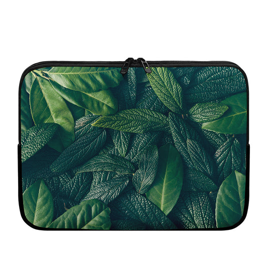 Green Leaves Print Laptop Sleeve