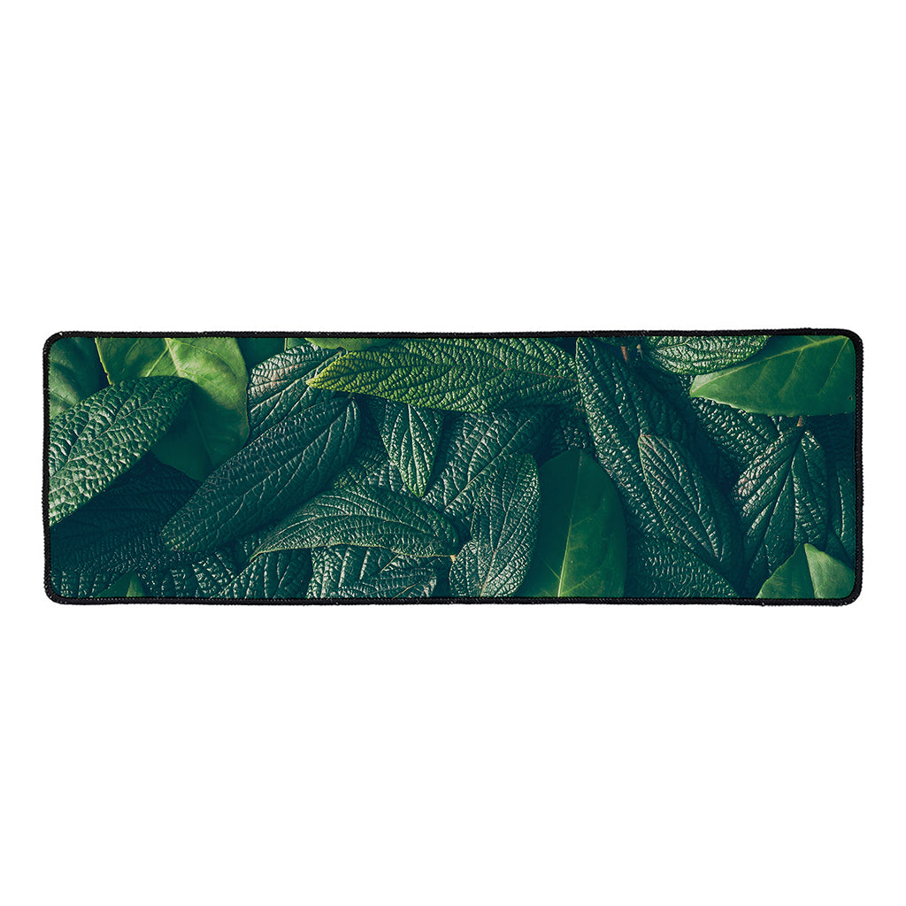 Green Leaves Print Long Kitchen Mat