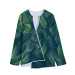 Green Leaves Print Long Sleeve Short Coat