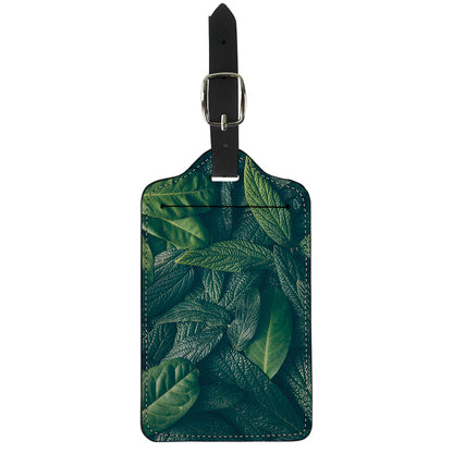 Green Leaves Print Luggage Tag