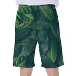 Green Leaves Print Men's Beach Shorts