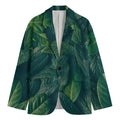 Green Leaves Print Men's Blazer