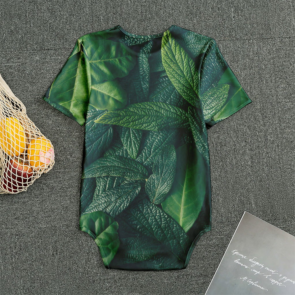 Green Leaves Print Men's Bodysuit