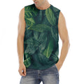 Green Leaves Print Men's Fitness Tank Top