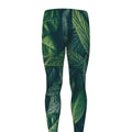 Green Leaves Print Men's Leggings