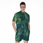 Green Leaves Print Men's Rompers