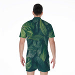 Green Leaves Print Men's Rompers