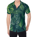 Green Leaves Print Men's Shirt