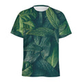 Green Leaves Print Men's Athletic T-Shirt