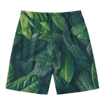 Green Leaves Print Men's Swim Trunks