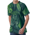 Green Leaves Print Men's Velvet T-Shirt