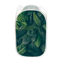 Green Leaves Print Mesh Laundry Hamper