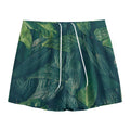Green Leaves Print Mesh Shorts