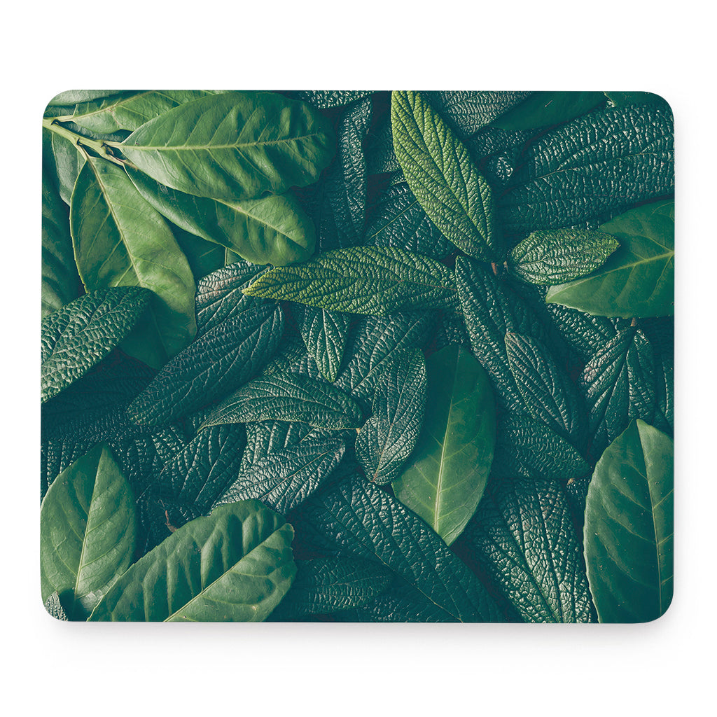 Green Leaves Print Mouse Pad