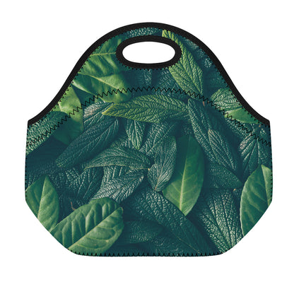 Green Leaves Print Neoprene Lunch Bag