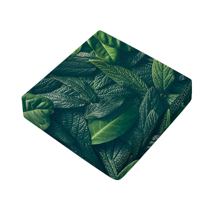 Green Leaves Print Outdoor Seat Cushion Cover