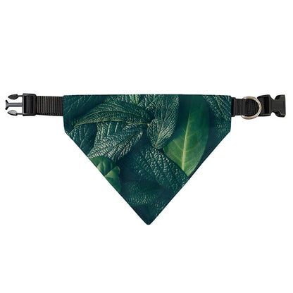 Green Leaves Print Over The Collar Dog Bandana