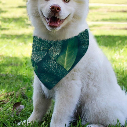 Green Leaves Print Over The Collar Dog Bandana