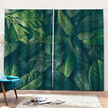 Green Leaves Print Pencil Pleat Curtains