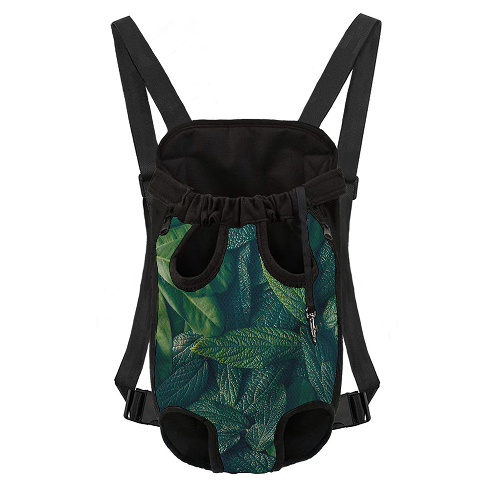 Green Leaves Print Pet Carrier Backpack