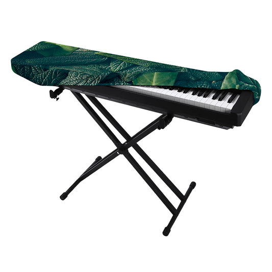 Green Leaves Print Piano Keyboard Cover