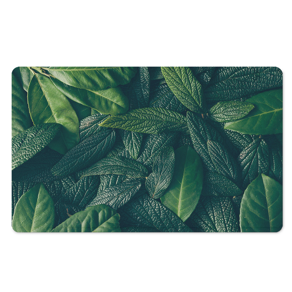 Green Leaves Print Polyester Doormat