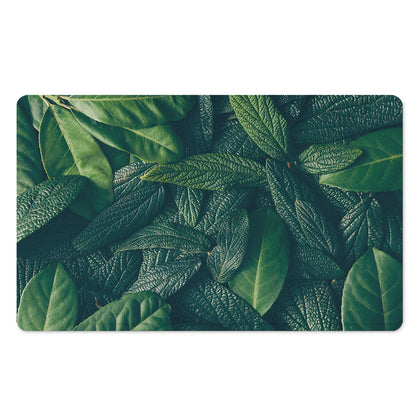 Green Leaves Print Polyester Doormat
