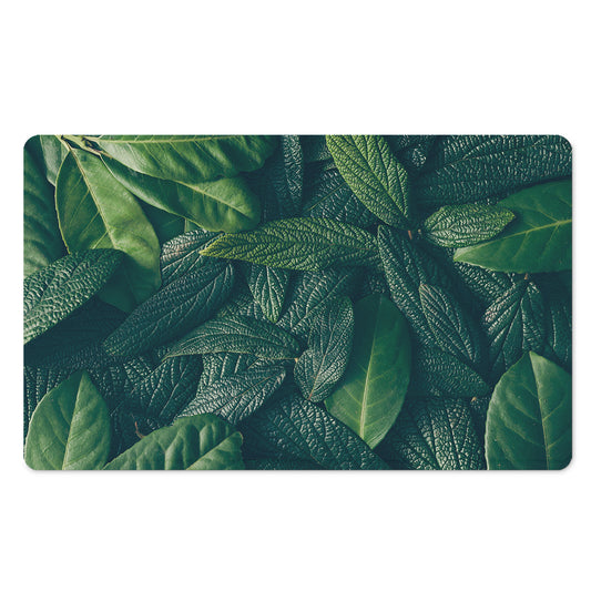 Green Leaves Print Polyester Doormat