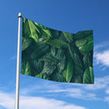 Green Leaves Print Polyester Flag