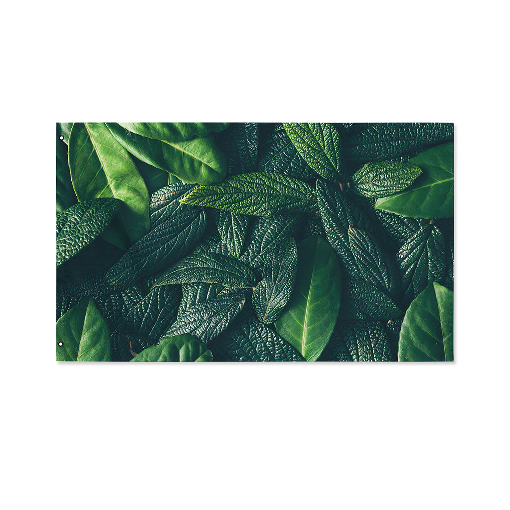 Green Leaves Print Polyester Flag