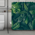 Green Leaves Print Polyester Shower Curtain