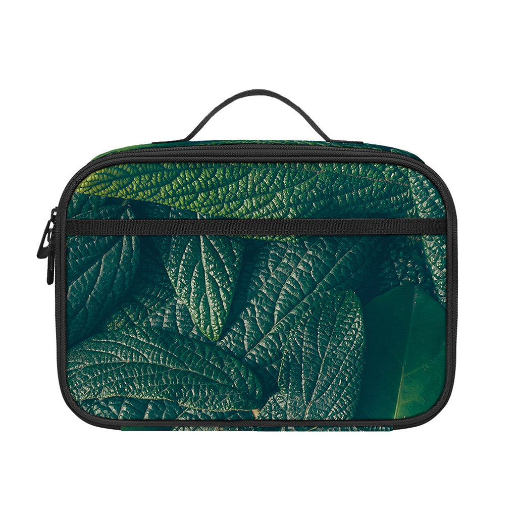 Green Leaves Print Portable Lunch Bag
