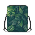Green Leaves Print Rectangular Crossbody Bag