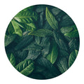 Green Leaves Print Round Blanket