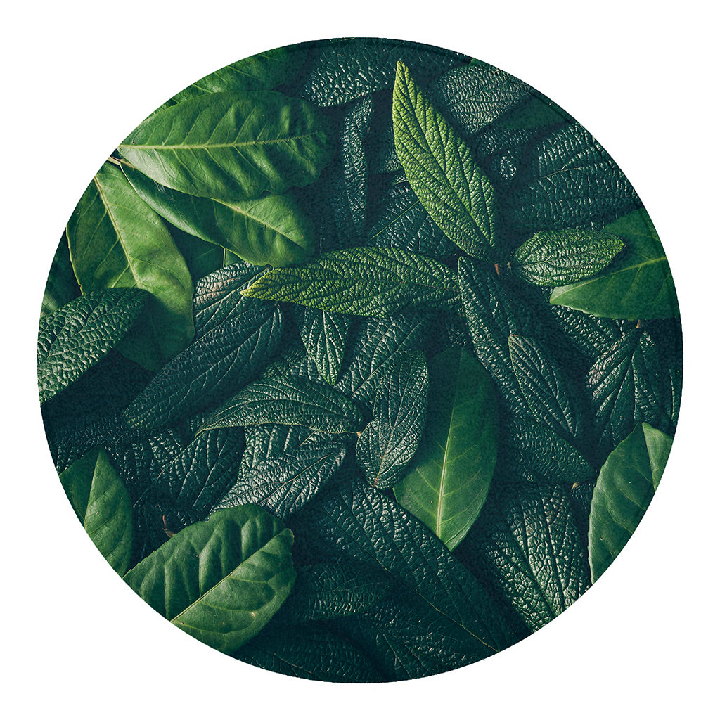 Green Leaves Print Round Blanket