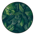 Green Leaves Print Round Floor Mat