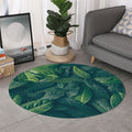 Green Leaves Print Round Rug