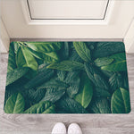 Green Leaves Print Rubber Doormat