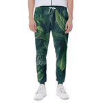 Green Leaves Print Scuba Joggers