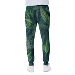 Green Leaves Print Scuba Joggers