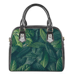 Green Leaves Print Shoulder Handbag
