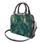 Green Leaves Print Shoulder Handbag