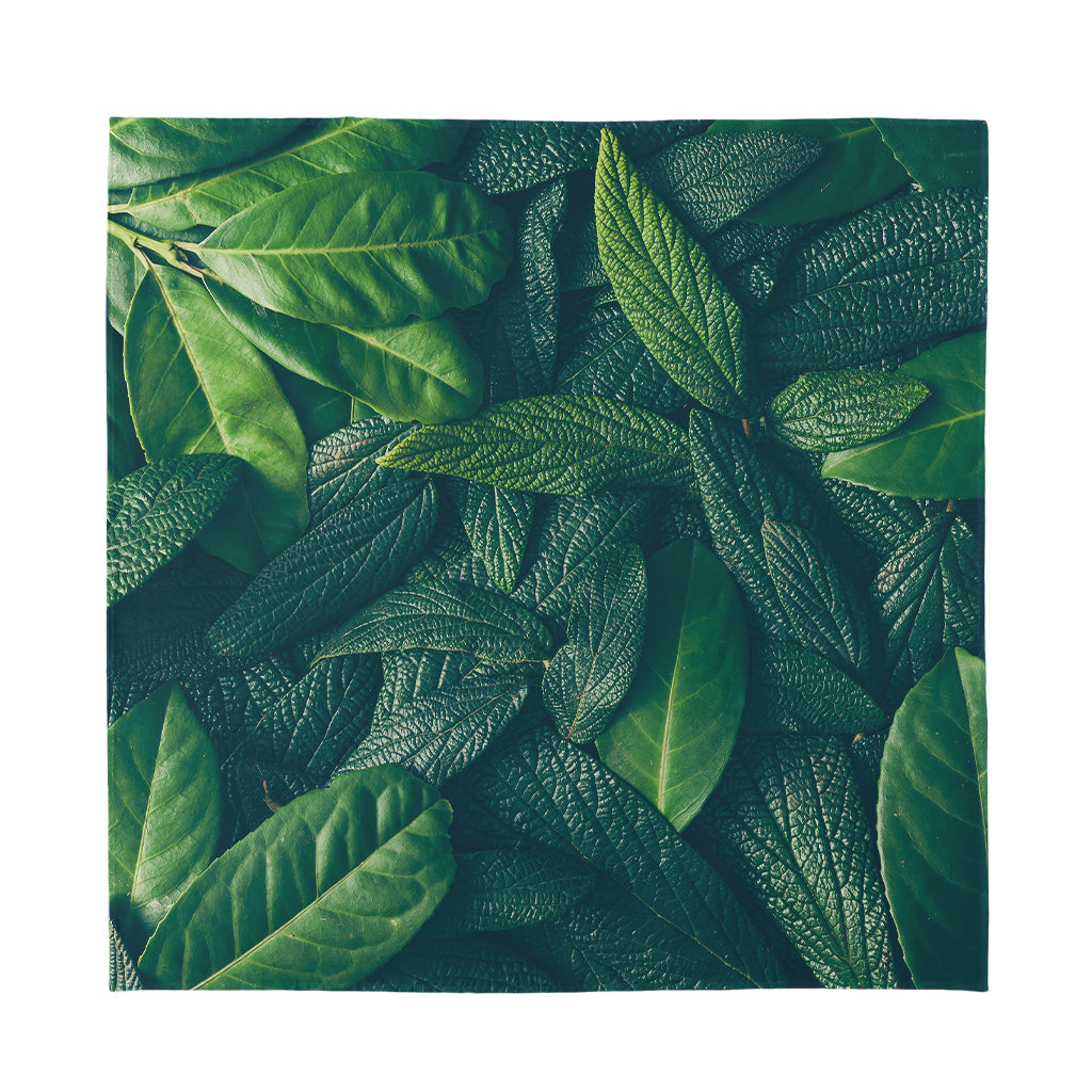 Green Leaves Print Silk Bandana